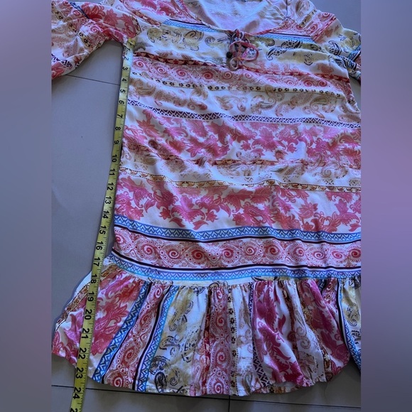 Rosa Nud Floral Print Pink Tunic Dress Beach Summer Lightweight Size Small - Picture 7 of 16